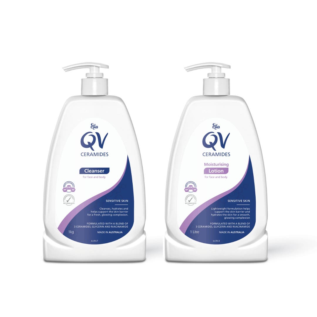 QV Ceramides Cleanser 1kg & Lotion 1l Duo Bundle